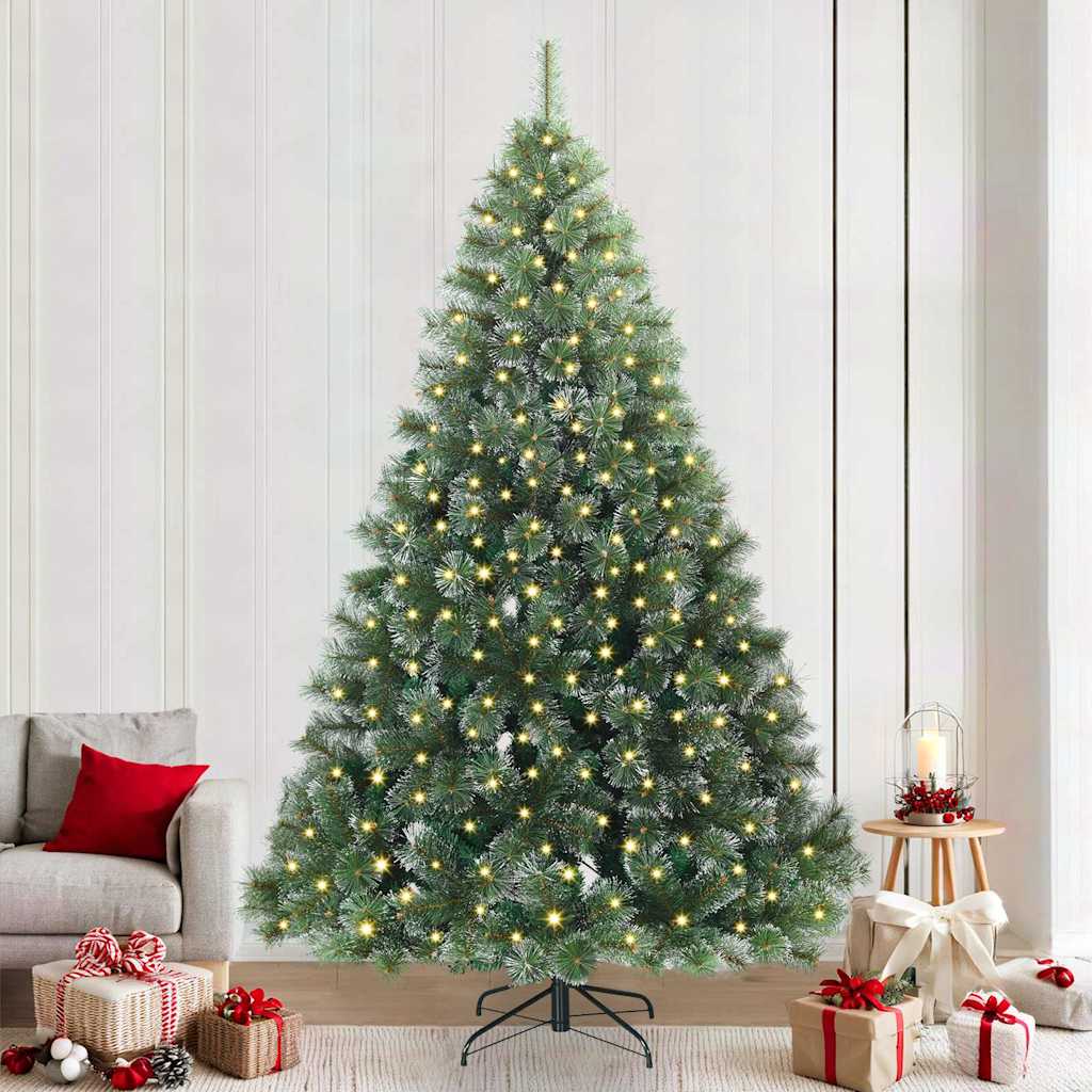 vidaXL Artificial Christmas Tree with 300 LEDs Green 240 cm PE and PVC 1