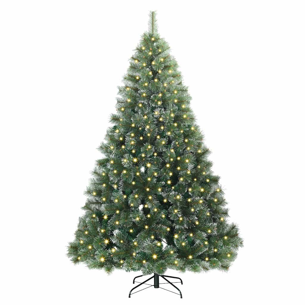 vidaXL Artificial Christmas Tree with 300 LEDs Green 240 cm PE and PVC 3