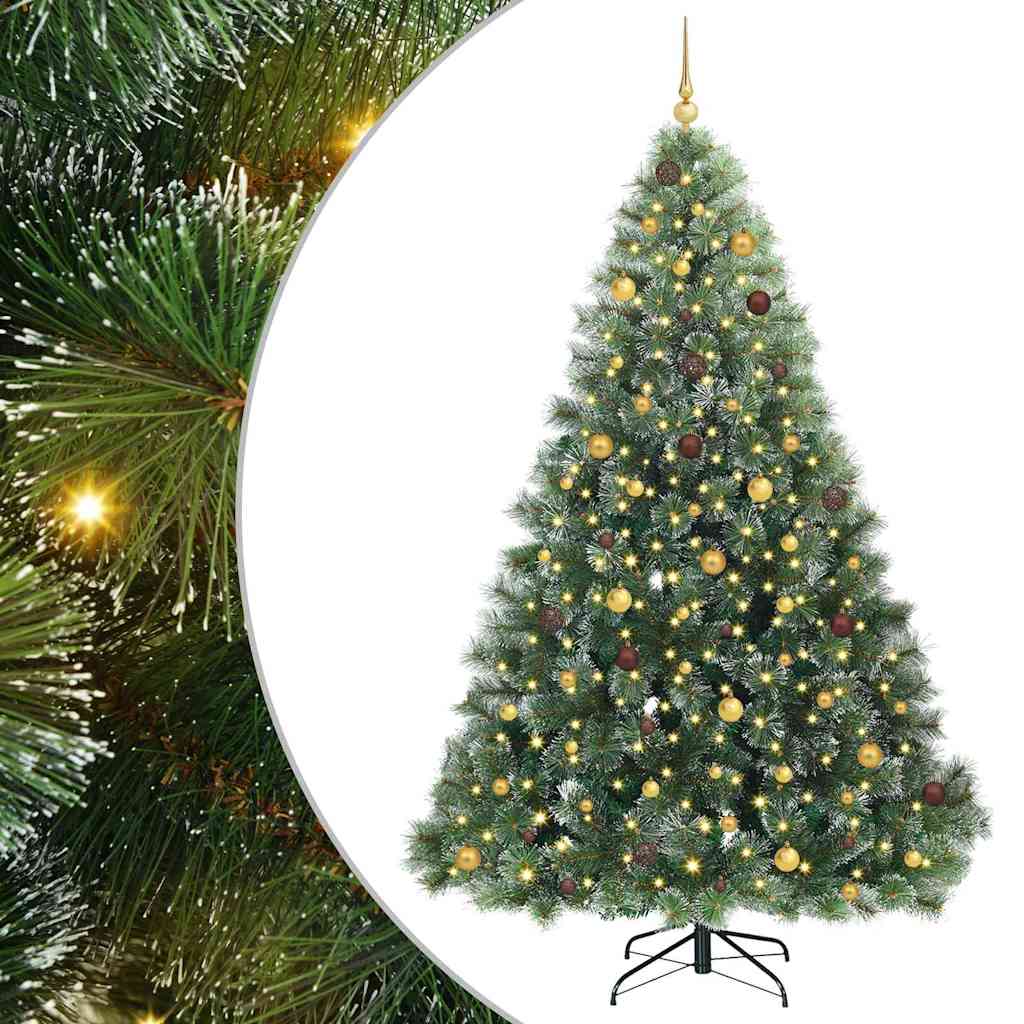 vidaXL Artificial Christmas Tree with 300 LEDs Green 240 cm PE and PVC 2