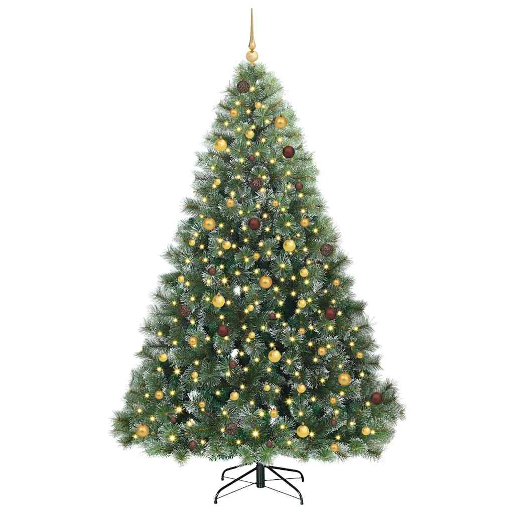 vidaXL Artificial Christmas Tree with 300 LEDs Green 240 cm PE and PVC 3