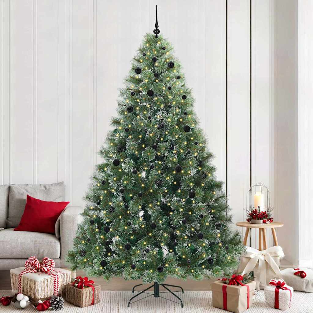 vidaXL Artificial Christmas Tree with 300 LEDs Green 240 cm PE and PVC 1