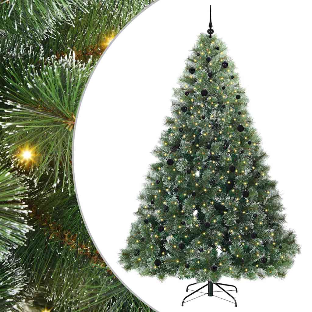 vidaXL Artificial Christmas Tree with 300 LEDs Green 240 cm PE and PVC 2