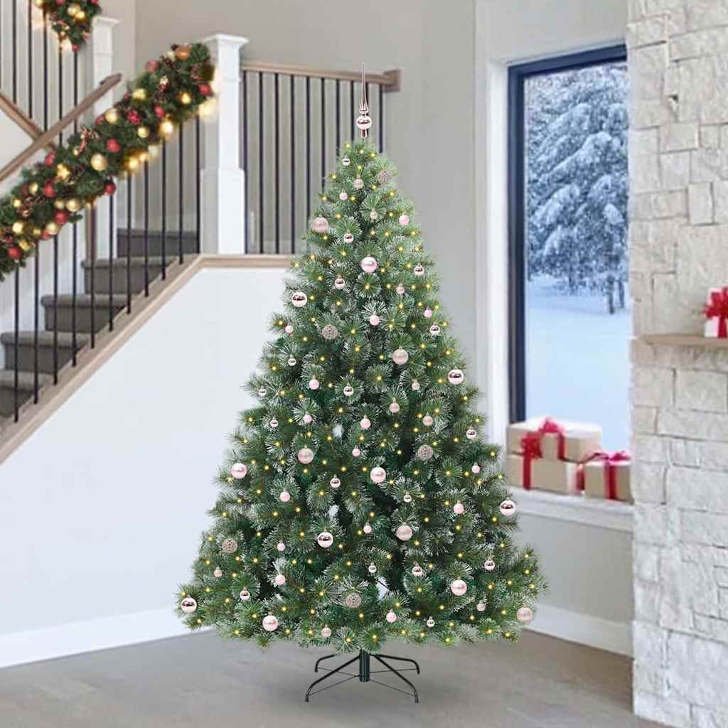 vidaXL Artificial Christmas Tree with 300 LEDs Green 240 cm PE and PVC 1