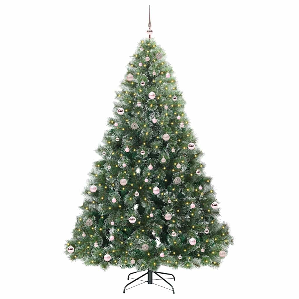 vidaXL Artificial Christmas Tree with 300 LEDs Green 240 cm PE and PVC 3