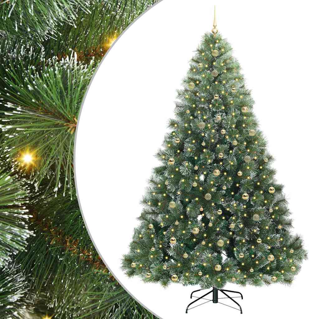vidaXL Artificial Christmas Tree with 300 LEDs Green 240 cm PE and PVC 2