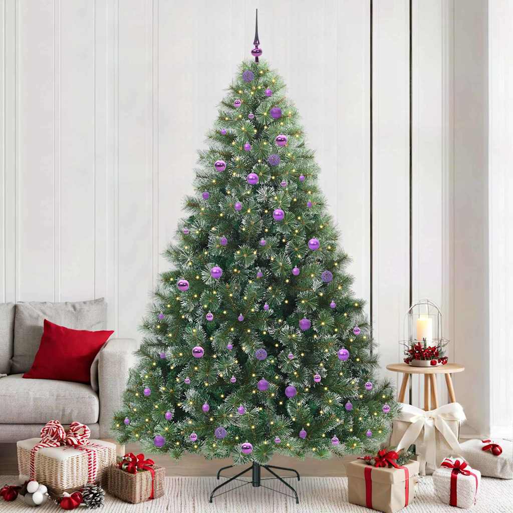 vidaXL Artificial Christmas Tree with 300 LEDs Green 240 cm PE and PVC 1