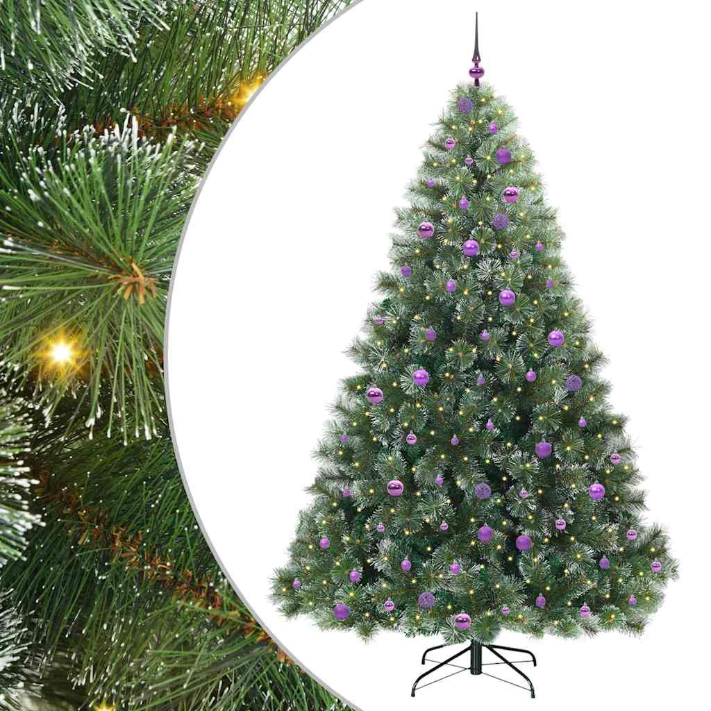 vidaXL Artificial Christmas Tree with 300 LEDs Green 240 cm PE and PVC 2