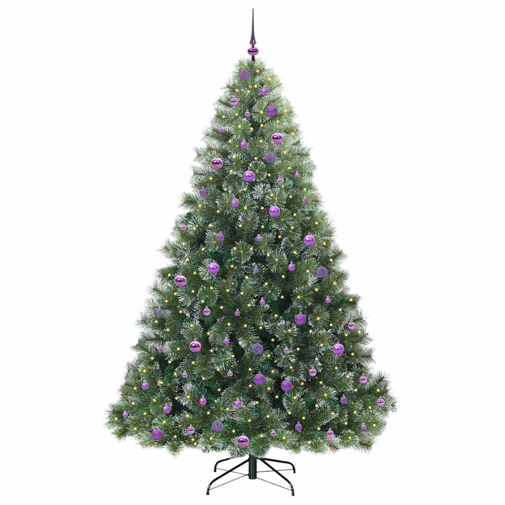 vidaXL Artificial Christmas Tree with 300 LEDs Green 240 cm PE and PVC 3
