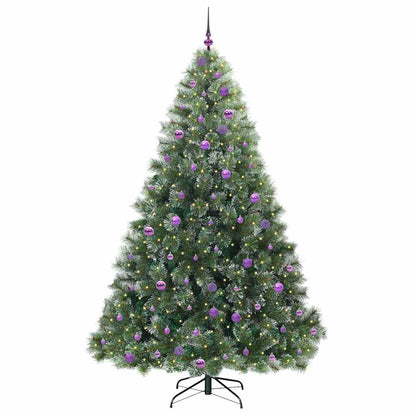 vidaXL Artificial Christmas Tree with 300 LEDs Green 240 cm PE and PVC 3
