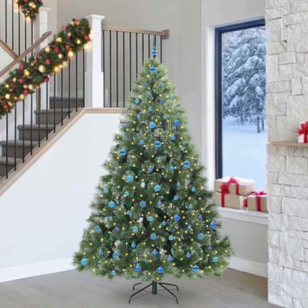 vidaXL Artificial Christmas Tree with 300 LEDs Green 240 cm PE and PVC 1