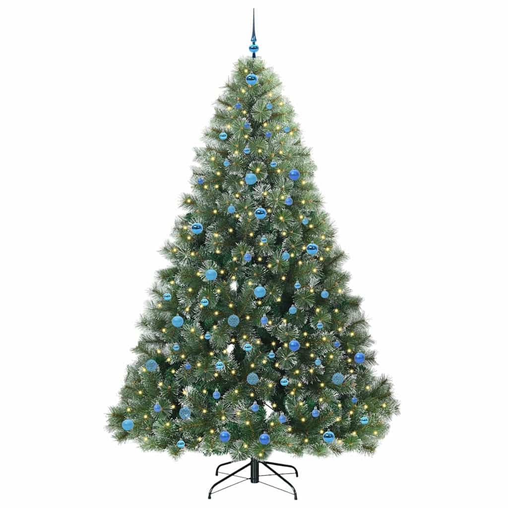 vidaXL Artificial Christmas Tree with 300 LEDs Green 240 cm PE and PVC 3