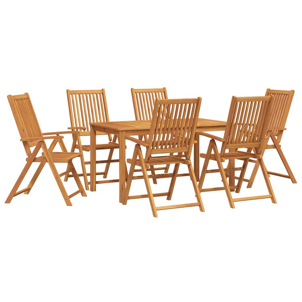 5-Piece Garden Dining Set 4-Seaters Solid Acacia Wood Natural Table + 6x chair