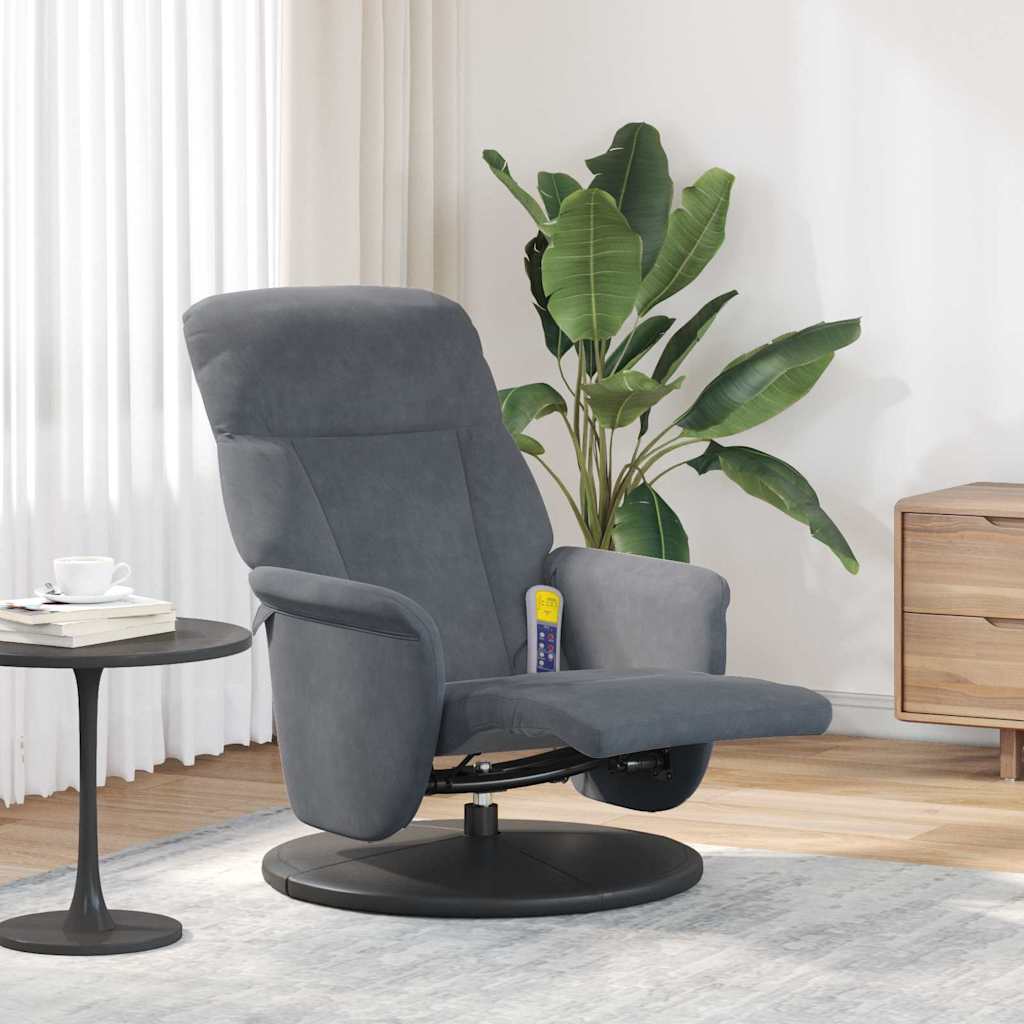 vidaXL Massage Recliner Chair Dark Grey 91 x 71 x 105 cm Velvet 1