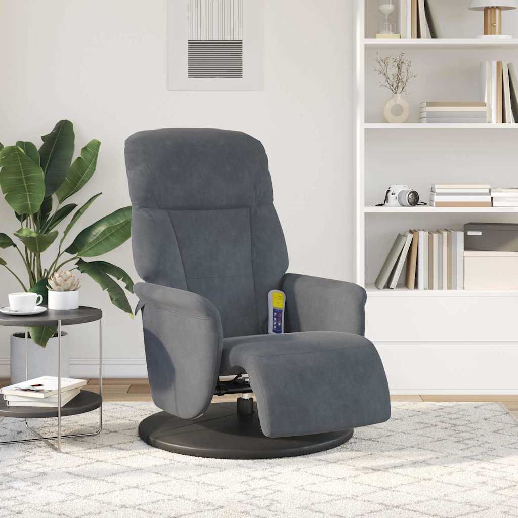 vidaXL Massage Recliner Chair Dark Grey 91 x 71 x 105 cm Velvet 3