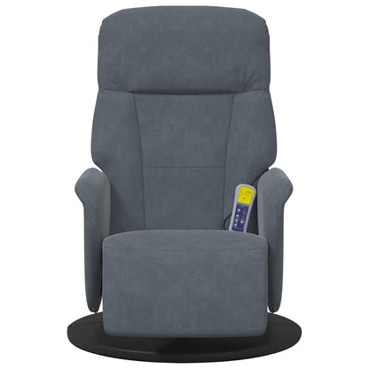 vidaXL Massage Recliner Chair Dark Grey 91 x 71 x 105 cm Velvet 5