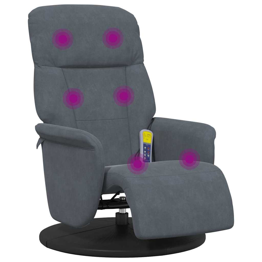 vidaXL Massage Recliner Chair Dark Grey 91 x 71 x 105 cm Velvet 2