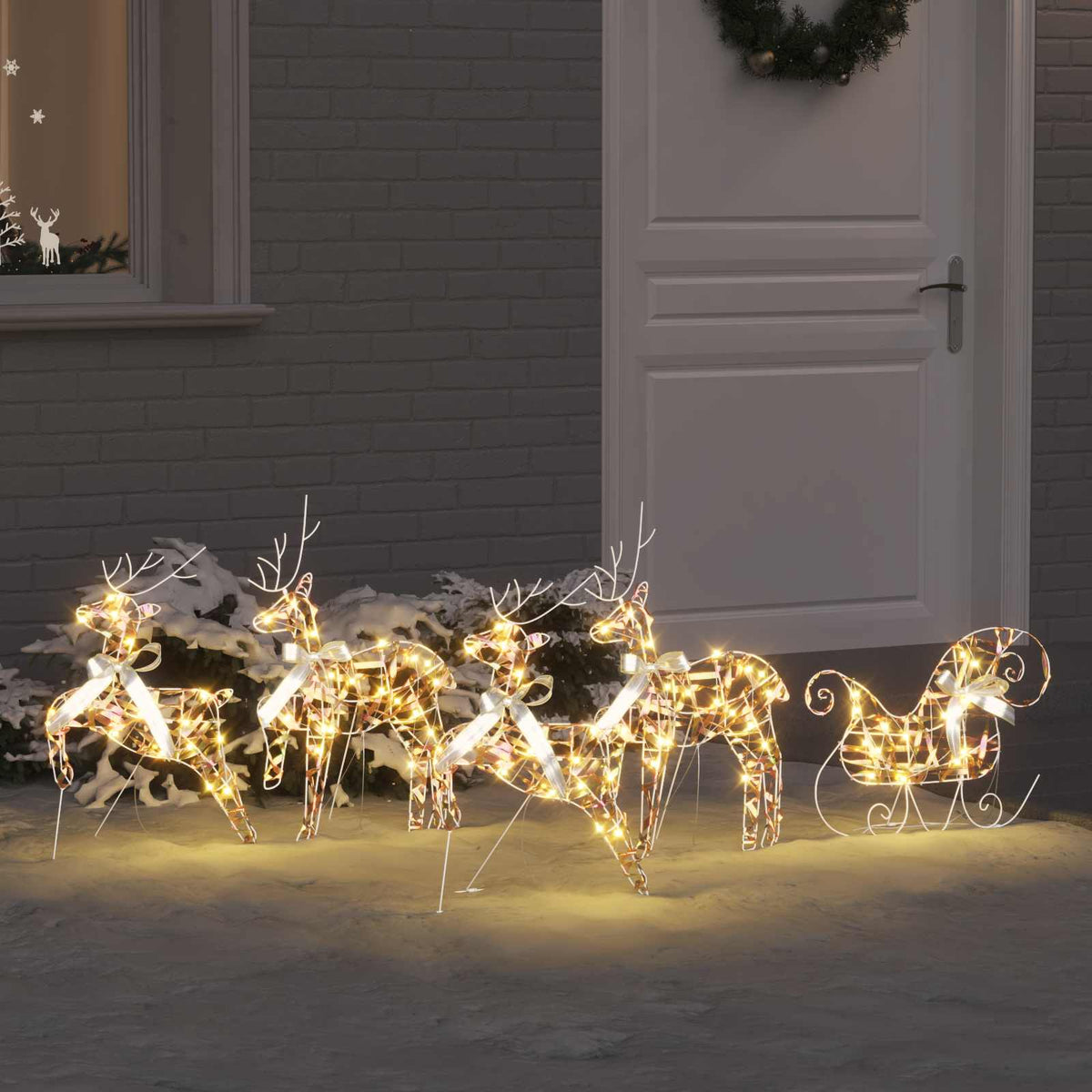 Christmas Reindeer with sleigh 60 LEDs Warm White Iridescent PET 5