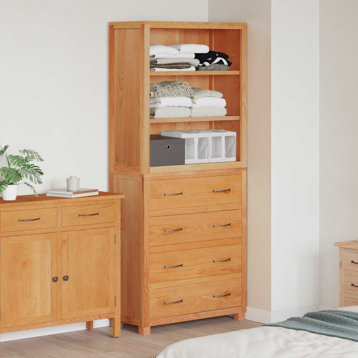 vidaXL Storage Furniture Set with Shelf 2 pcs Natural 80 x 35 x 185 cm 1