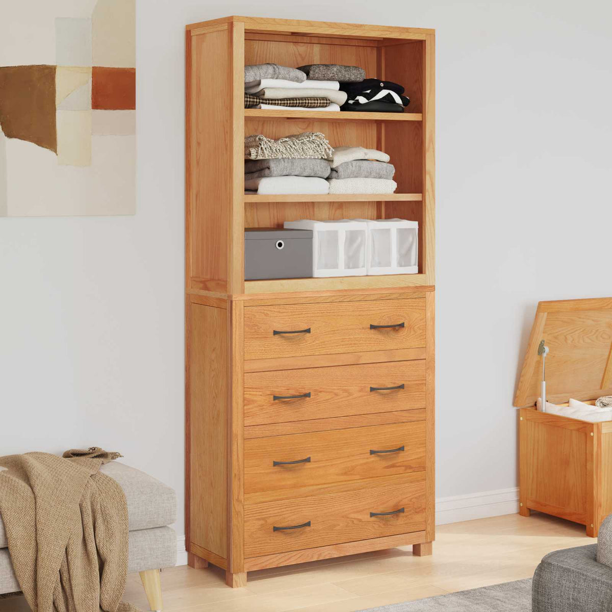 vidaXL Storage Furniture Set with Shelf 2 pcs Natural 80 x 35 x 185 cm 4