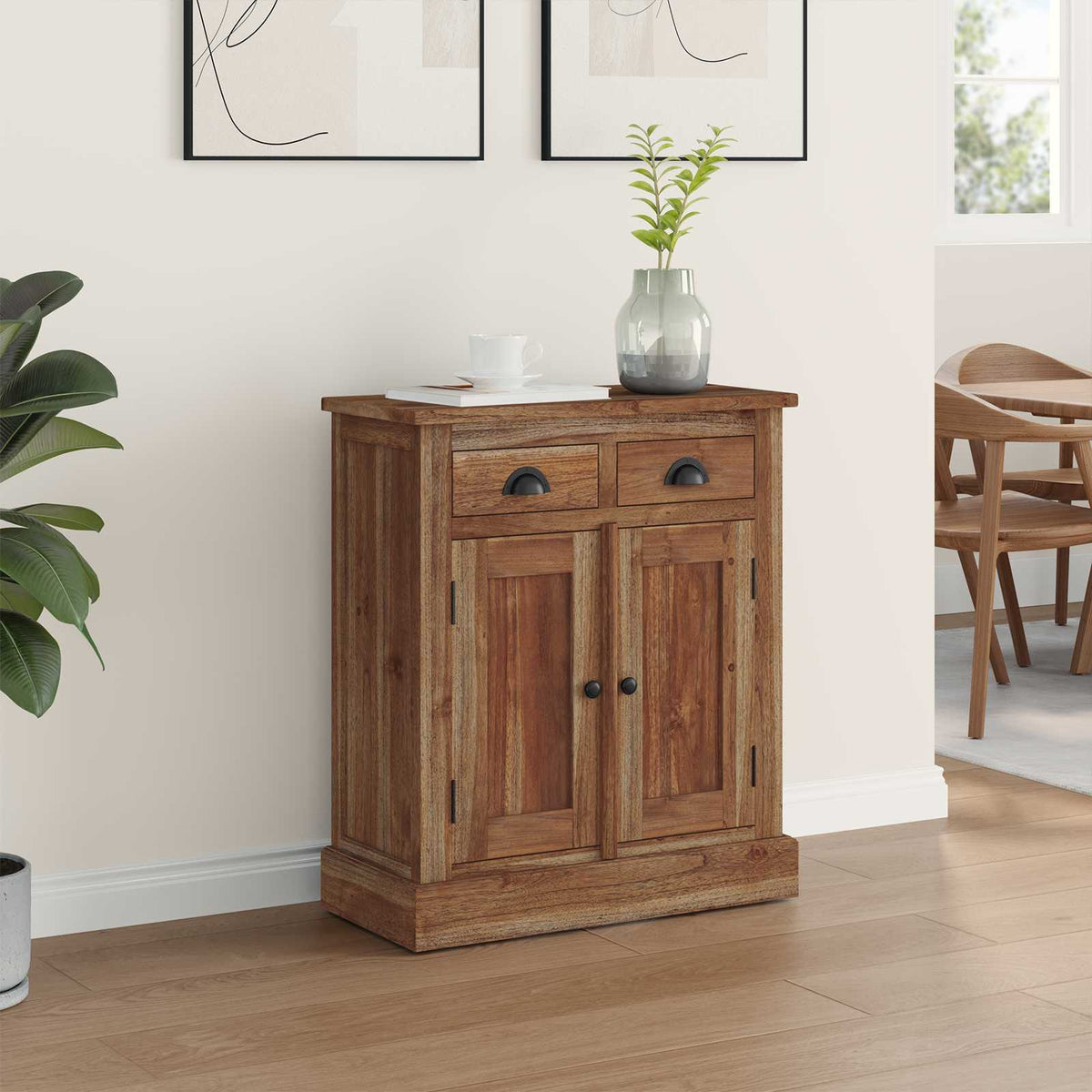 vidaXL Storage Cabinet Natural 65 x 30 x 75 cm Solid Teak Wood 4
