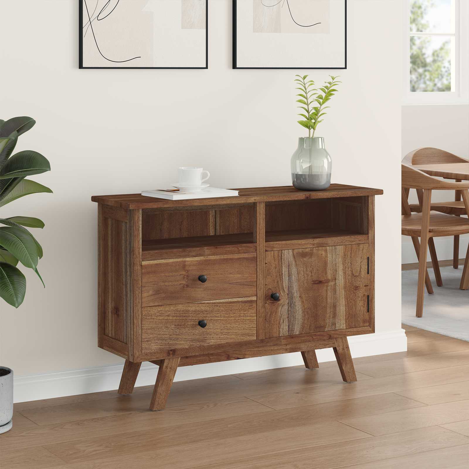 vidaXL Sideboard Natural 100 x 30 x 68 cm Solid Teak Wood 4