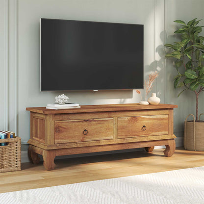vidaXL TV Stand 110 x 35 x 40 cm Natural Solid Teak Wood 4