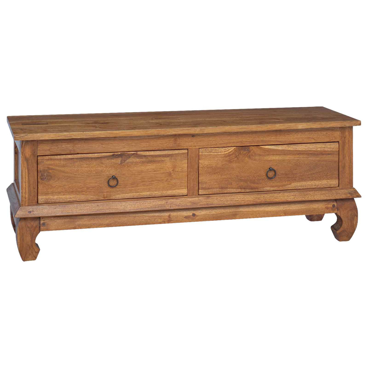 vidaXL TV Stand 110 x 35 x 40 cm Natural Solid Teak Wood 2