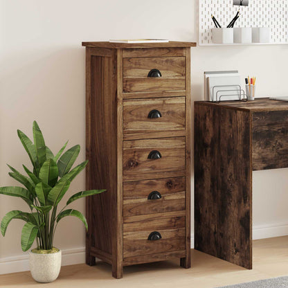 vidaXL Chest of Drawers Natural 45 x 35 x 110 cm Solid Teak Wood 4