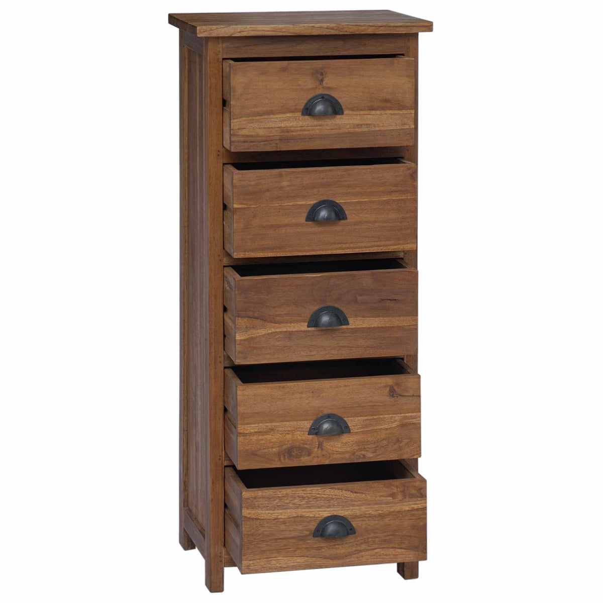vidaXL Chest of Drawers Natural 45 x 35 x 110 cm Solid Teak Wood 5