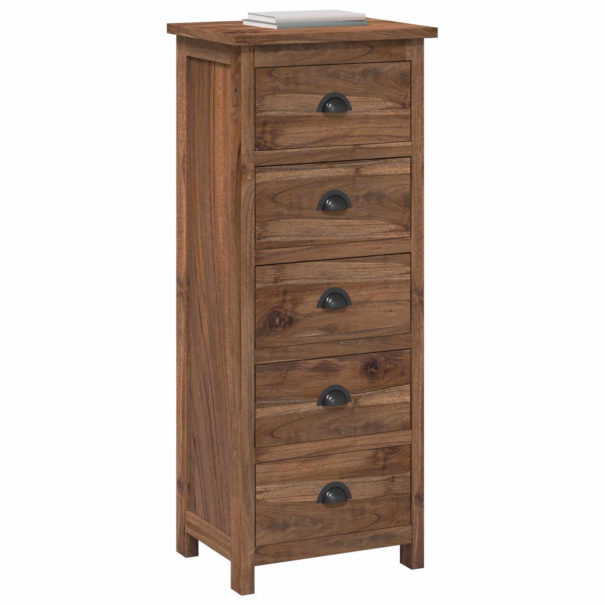 vidaXL Chest of Drawers Natural 45 x 35 x 110 cm Solid Teak Wood 3