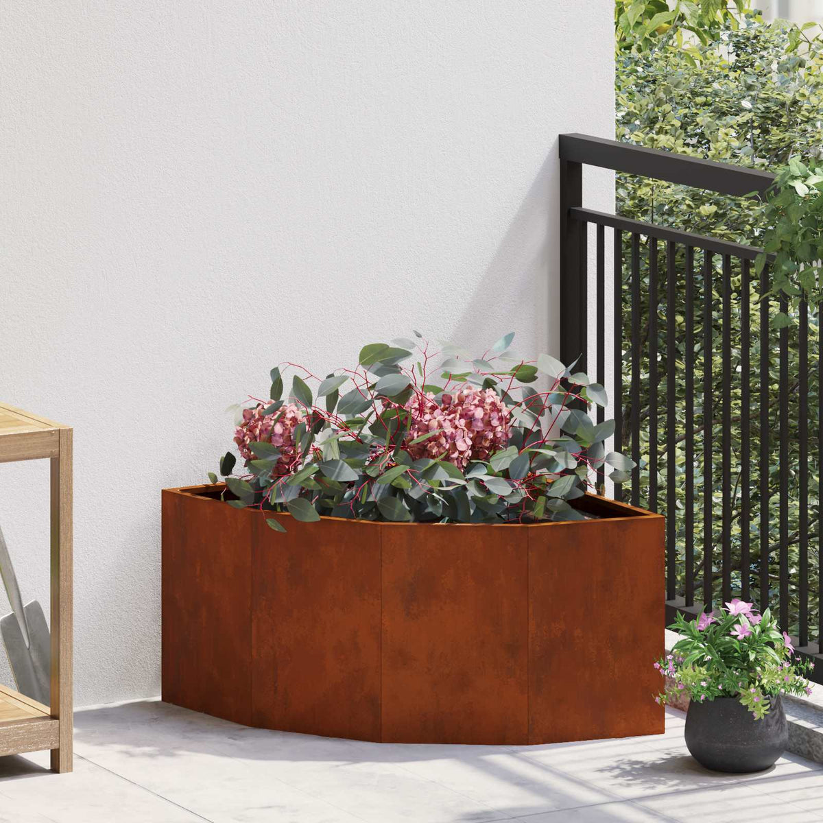 Corner Planter 60 x 60 x 35 cm Steel Weathering steel