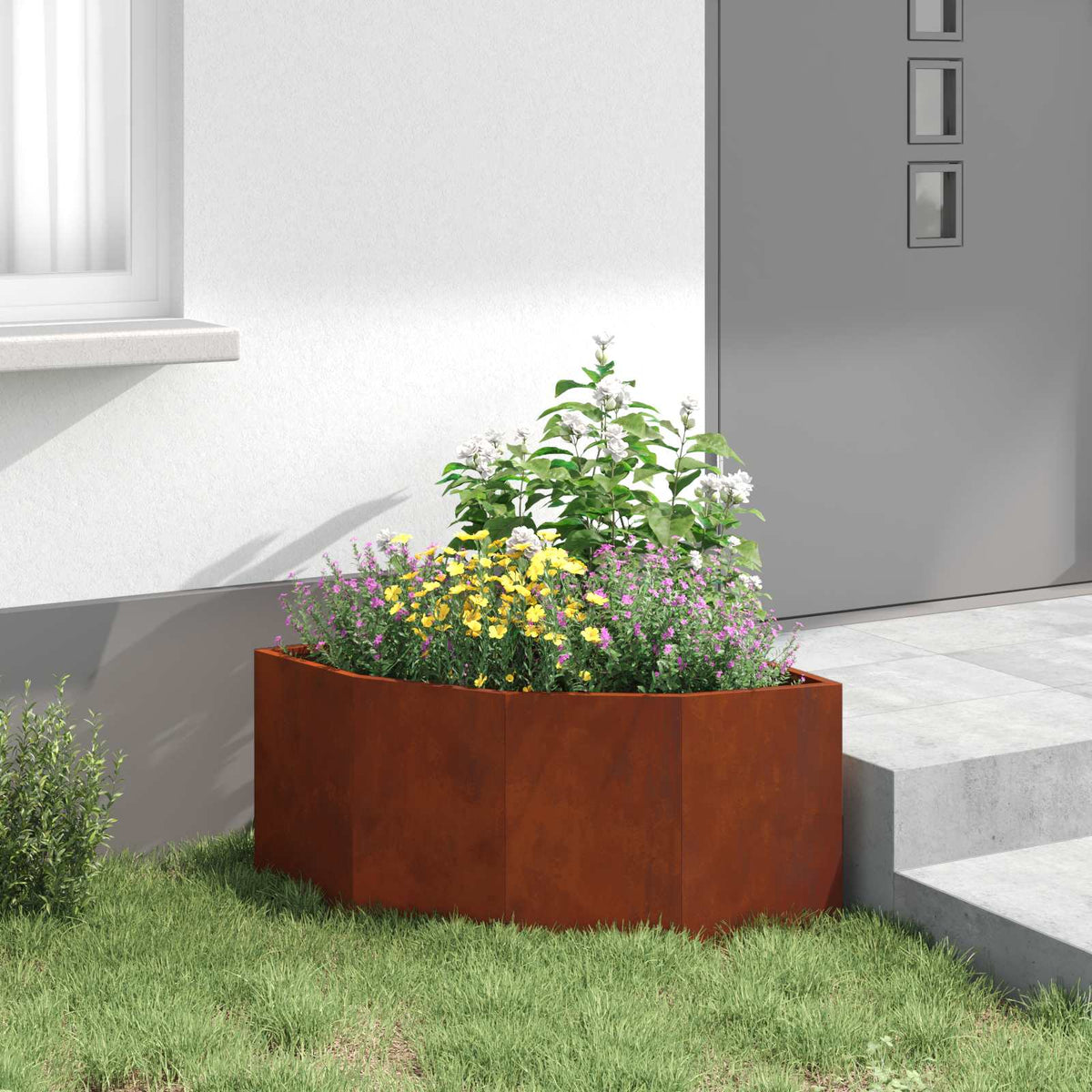 Corner Planter 60 x 60 x 35 cm Steel Weathering steel