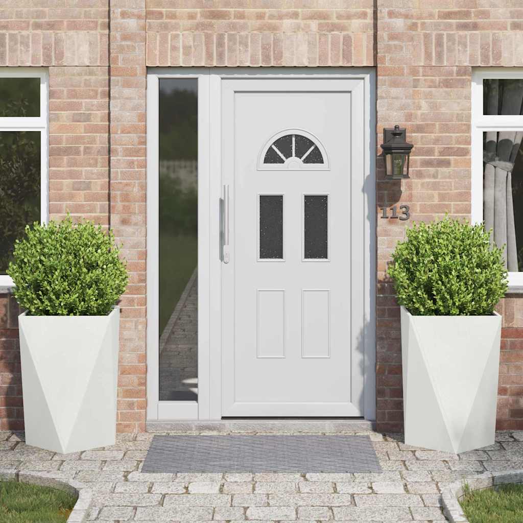 Planter Steel 2 pcs Width 50 cm White 75 cm