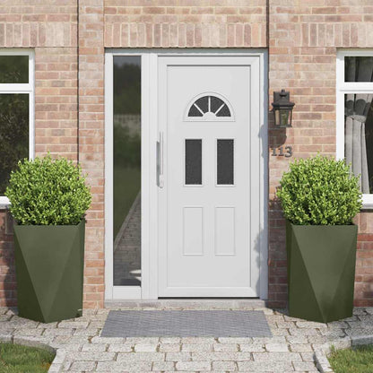 Planter Steel 2 pcs Width 50 cm Olive green 75 cm