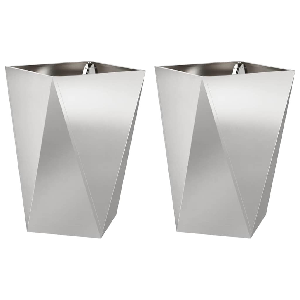 vidaXL Planter 2 pcs Silver 50 x 50 x 75 cm Stainless Steel 2