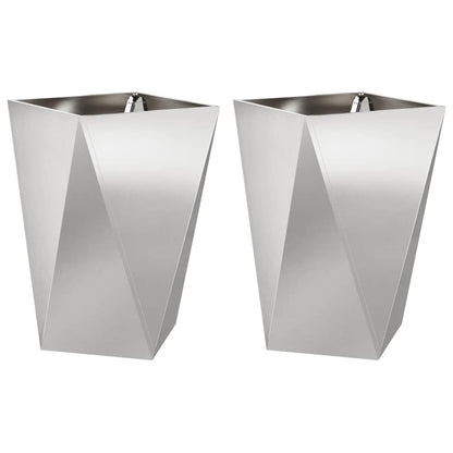 vidaXL Planter 2 pcs Silver 50 x 50 x 75 cm Stainless Steel 2