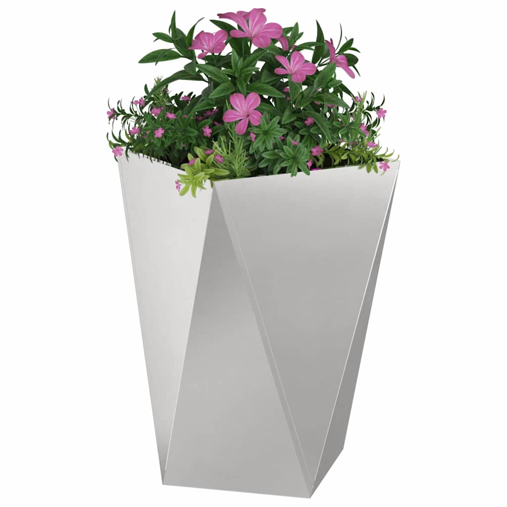 vidaXL Planter 2 pcs Silver 50 x 50 x 75 cm Stainless Steel 3