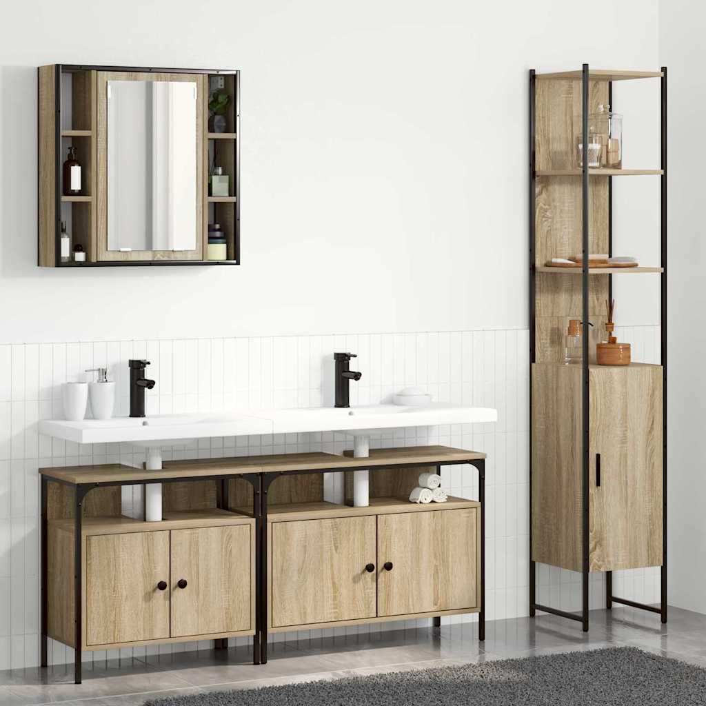 vidaXL Bathroom Furniture Set 4 pcs Sonoma Oak Engineered Wood 1