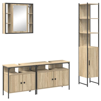 vidaXL Bathroom Furniture Set 4 pcs Sonoma Oak Engineered Wood 2