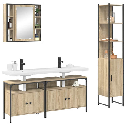 vidaXL Bathroom Furniture Set 4 pcs Sonoma Oak Engineered Wood 3