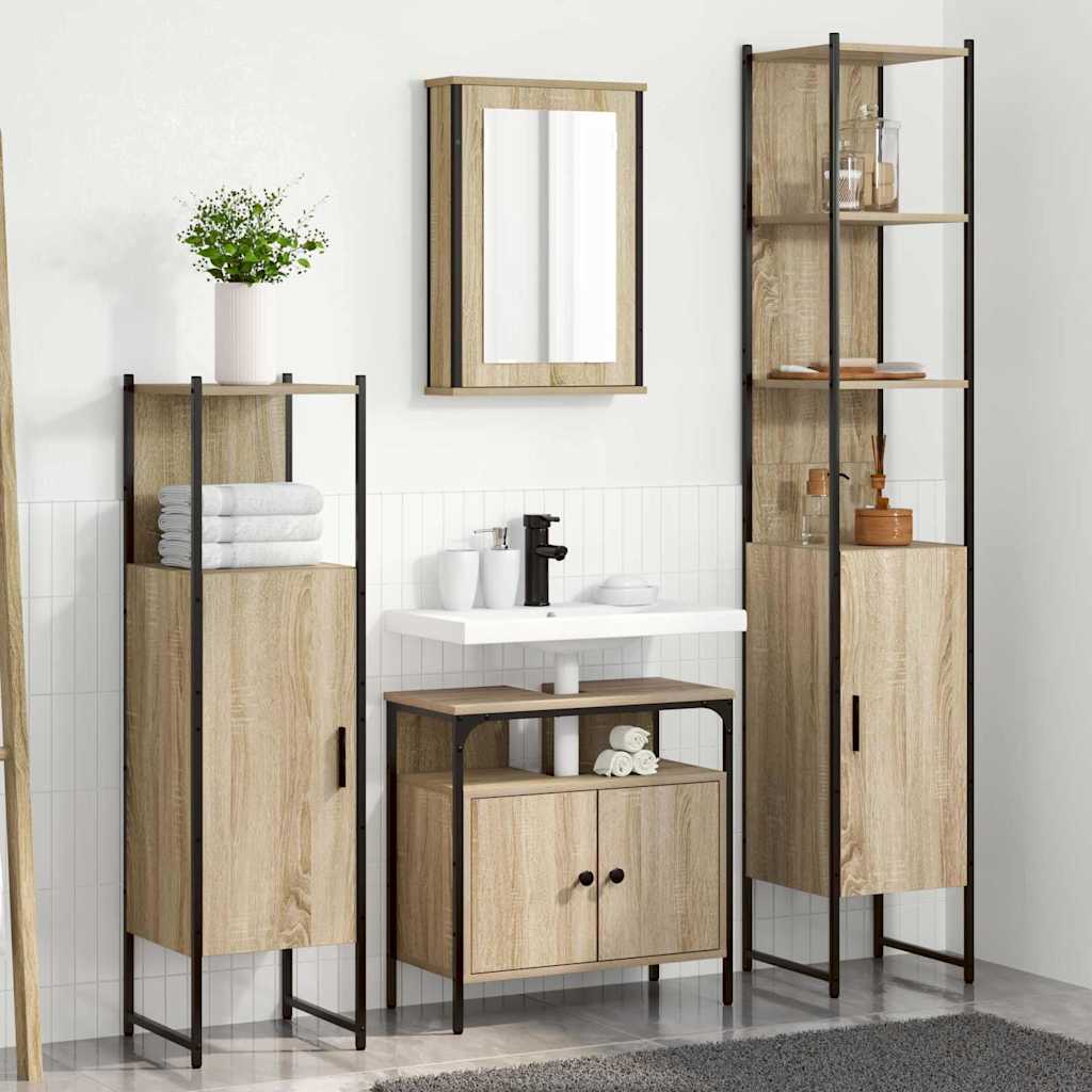 vidaXL Bathroom Furniture Set 4 pcs Sonoma Oak Engineered Wood 1