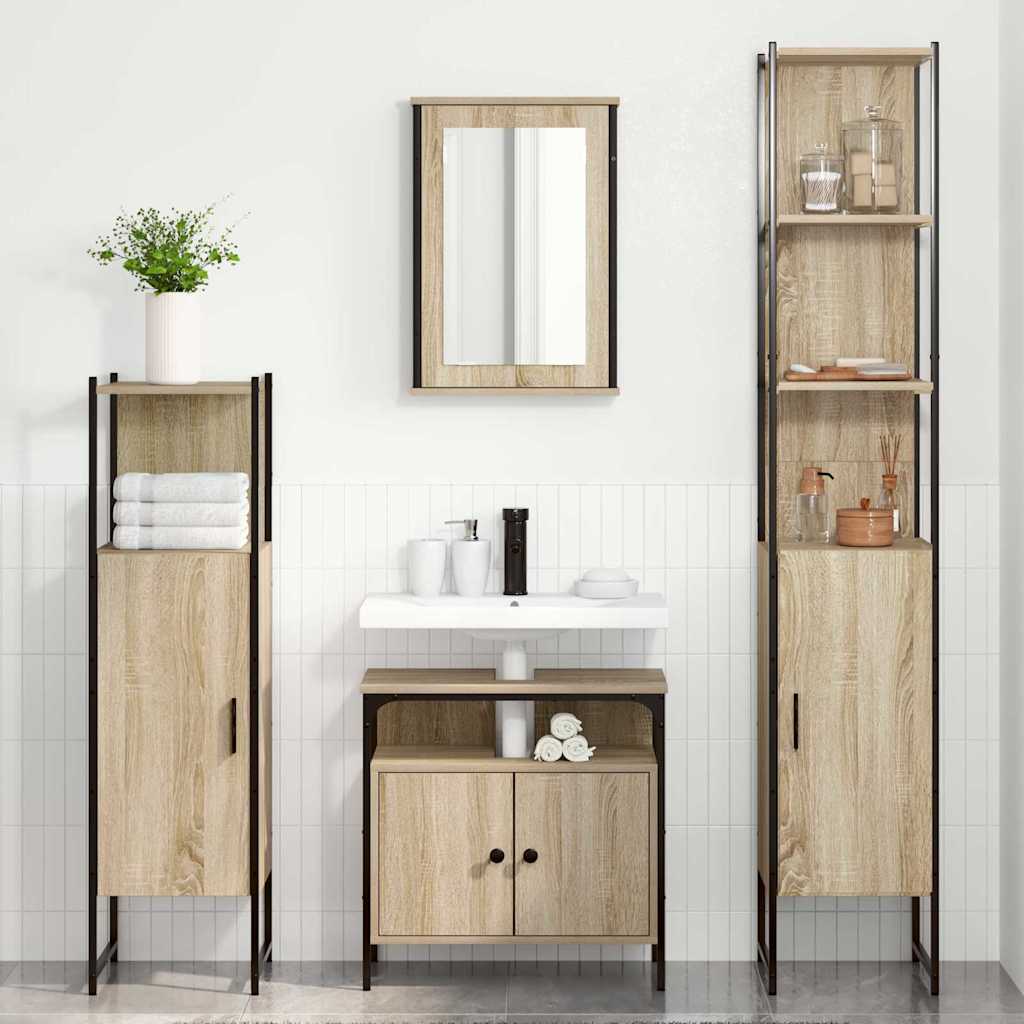 vidaXL Bathroom Furniture Set 4 pcs Sonoma Oak Engineered Wood 4