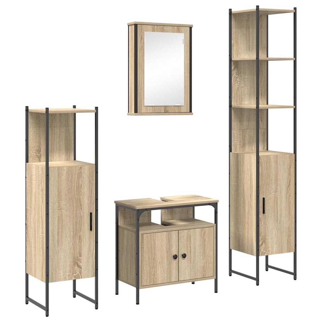 vidaXL Bathroom Furniture Set 4 pcs Sonoma Oak Engineered Wood 2