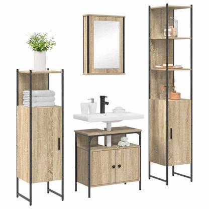 vidaXL Bathroom Furniture Set 4 pcs Sonoma Oak Engineered Wood 3