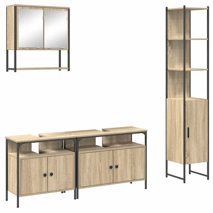vidaXL Bathroom Furniture Set 4 pcs Sonoma Oak Engineered Wood 2