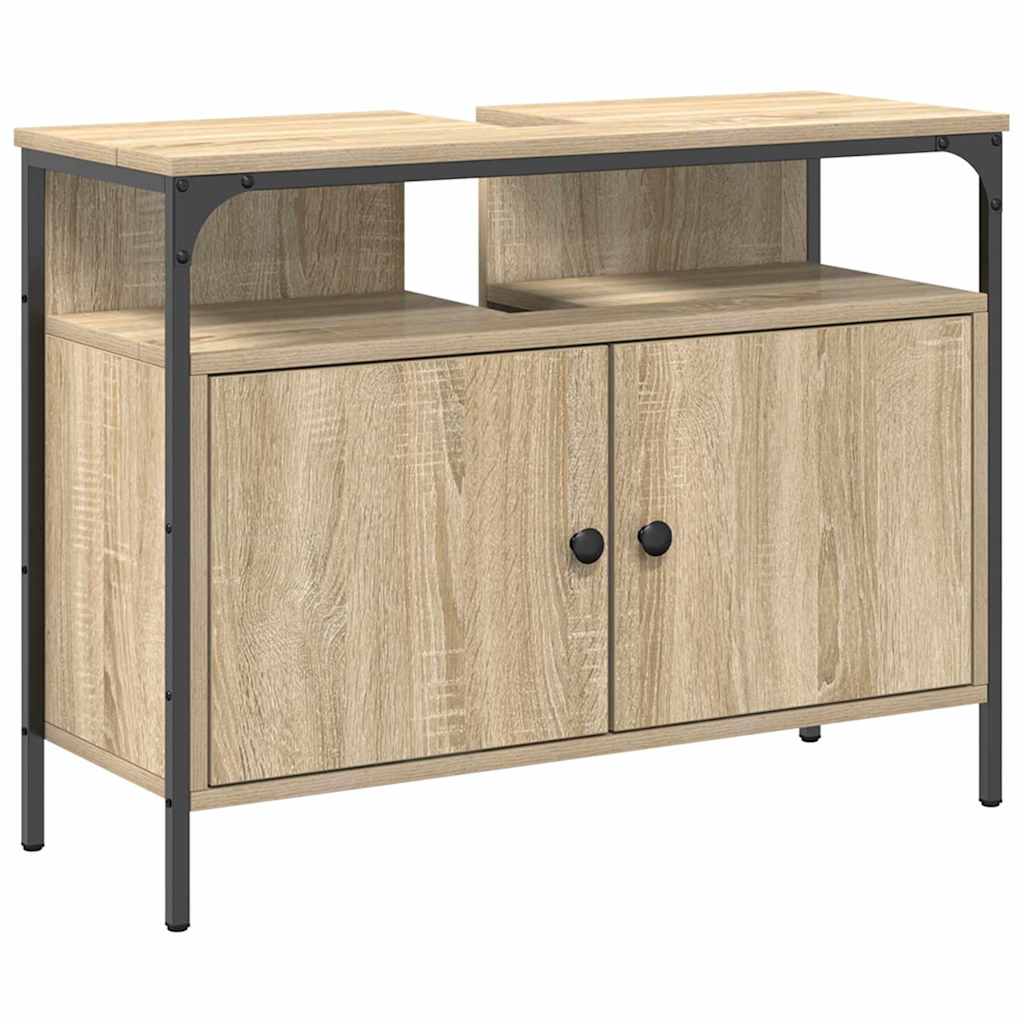 vidaXL Bathroom Furniture Set 4 pcs Sonoma Oak Engineered Wood 6