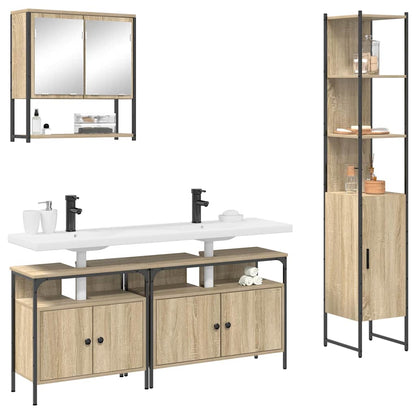 vidaXL Bathroom Furniture Set 4 pcs Sonoma Oak Engineered Wood 3