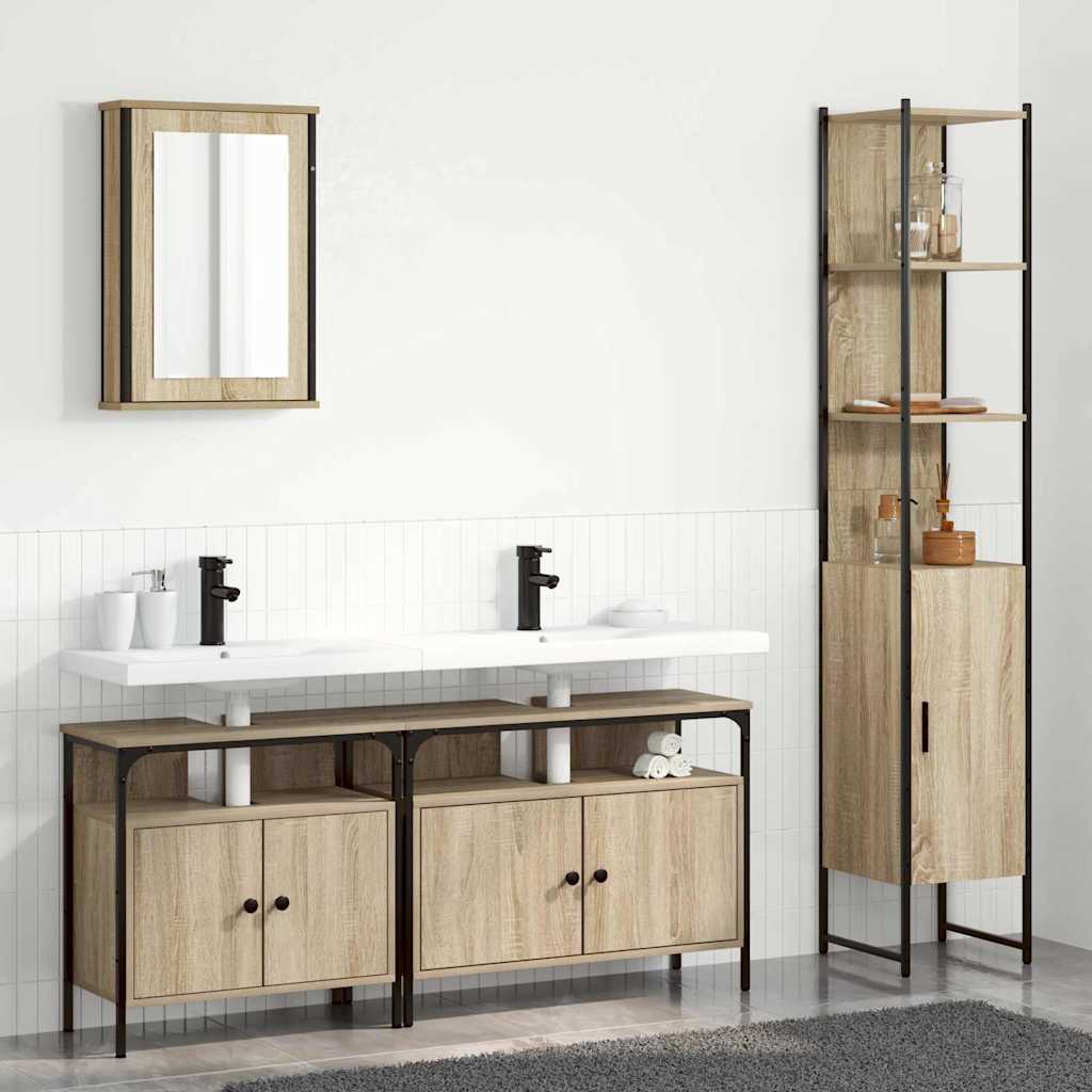 vidaXL Bathroom Furniture Set 4 pcs Sonoma Oak Engineered Wood 1