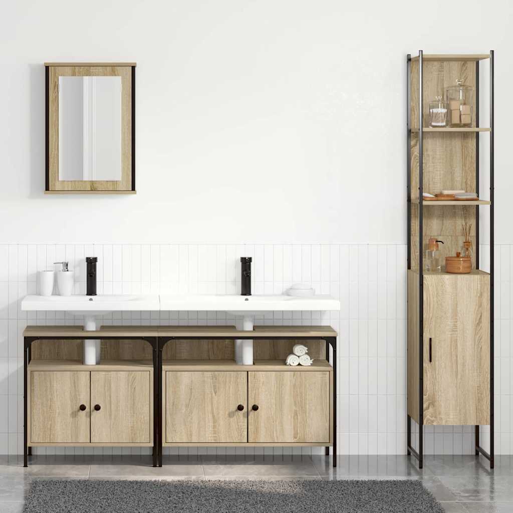 vidaXL Bathroom Furniture Set 4 pcs Sonoma Oak Engineered Wood 4