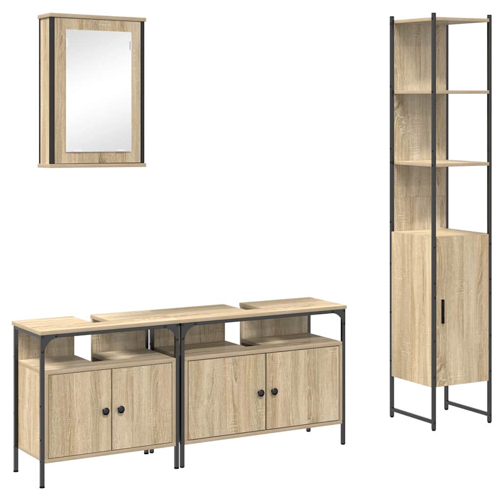 vidaXL Bathroom Furniture Set 4 pcs Sonoma Oak Engineered Wood 2
